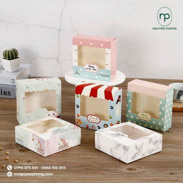 mẫu hộp giấy có bóng kính xinh xắn và cute làm quà tặng